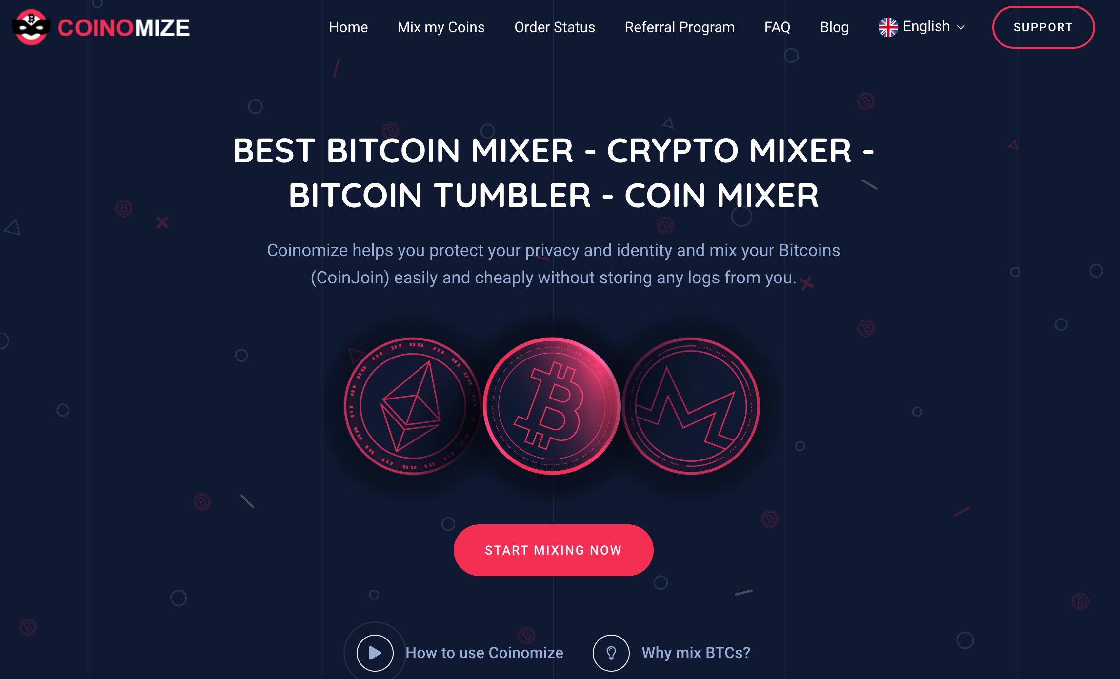 Coinomize Bitcoin Tumbler Features